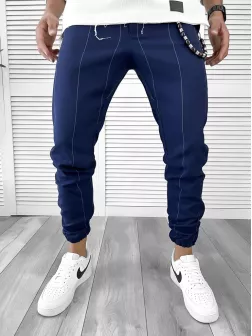 Pantaloni barbati casual albastri cu dungi 11955 SD F7-5