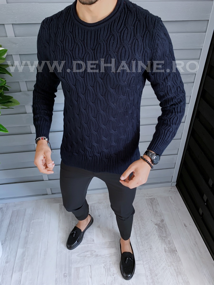 Pulover barbati gros slim fit bleumarin ZR T3548 i1-4 2023 ❤️ Pret Super dehaine.ro imagine noua 2022