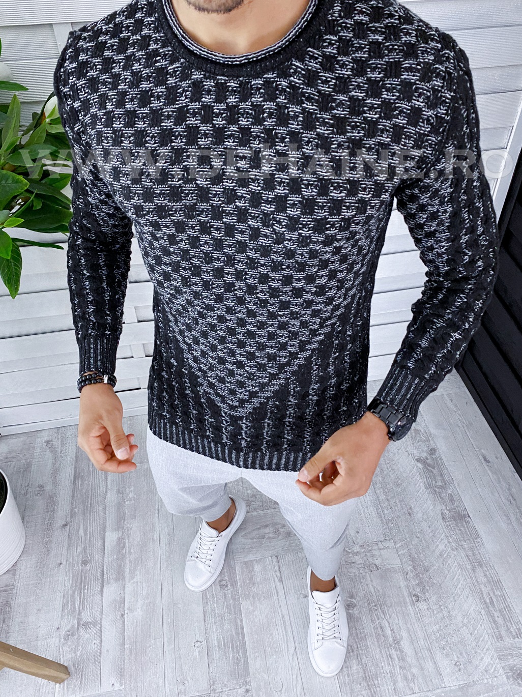 Pulover barbati gros slim fit negru T3620 106-5*/U1 2023 ❤️ Pret Super dehaine.ro imagine noua 2022