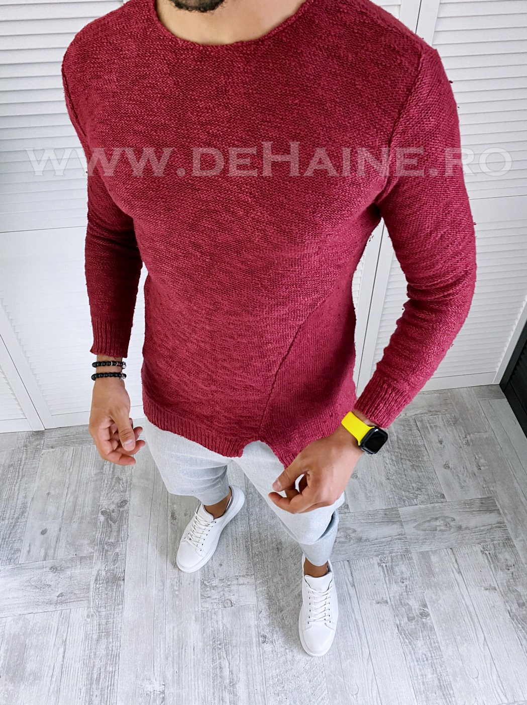 Pulover barbati slim fit bordo T3659 87-5 2023 ❤️ Pret Super dehaine.ro imagine noua 2022