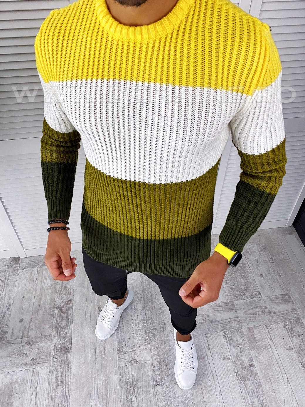 Pulover barbati gros kaki slim fit T3574 I1-3 2023 ❤️ Pret Super dehaine.ro imagine noua 2022