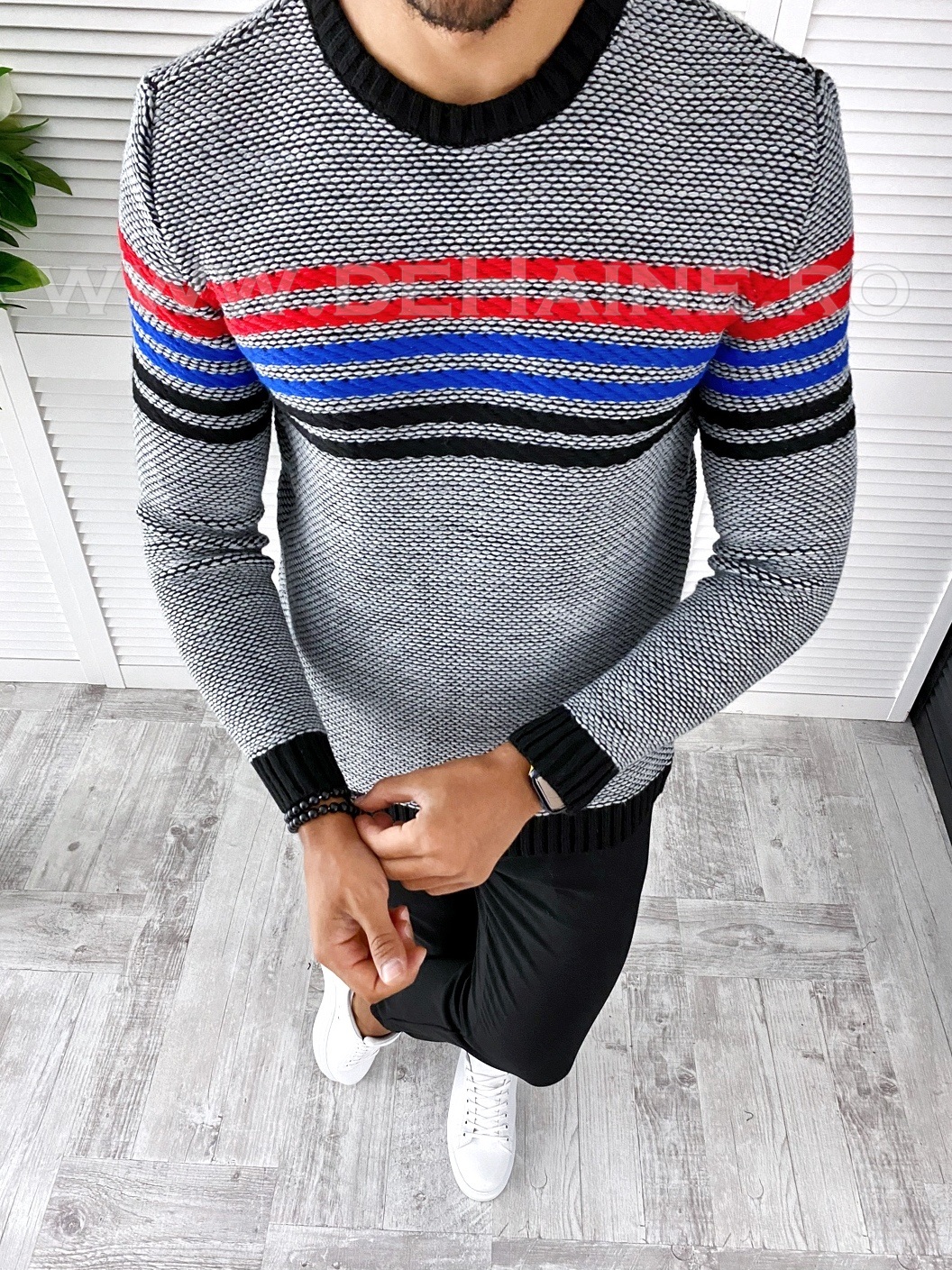 Pulover barbati gros slim fit negru T3603 88-5 2023 ❤️ Pret Super dehaine.ro imagine noua 2022