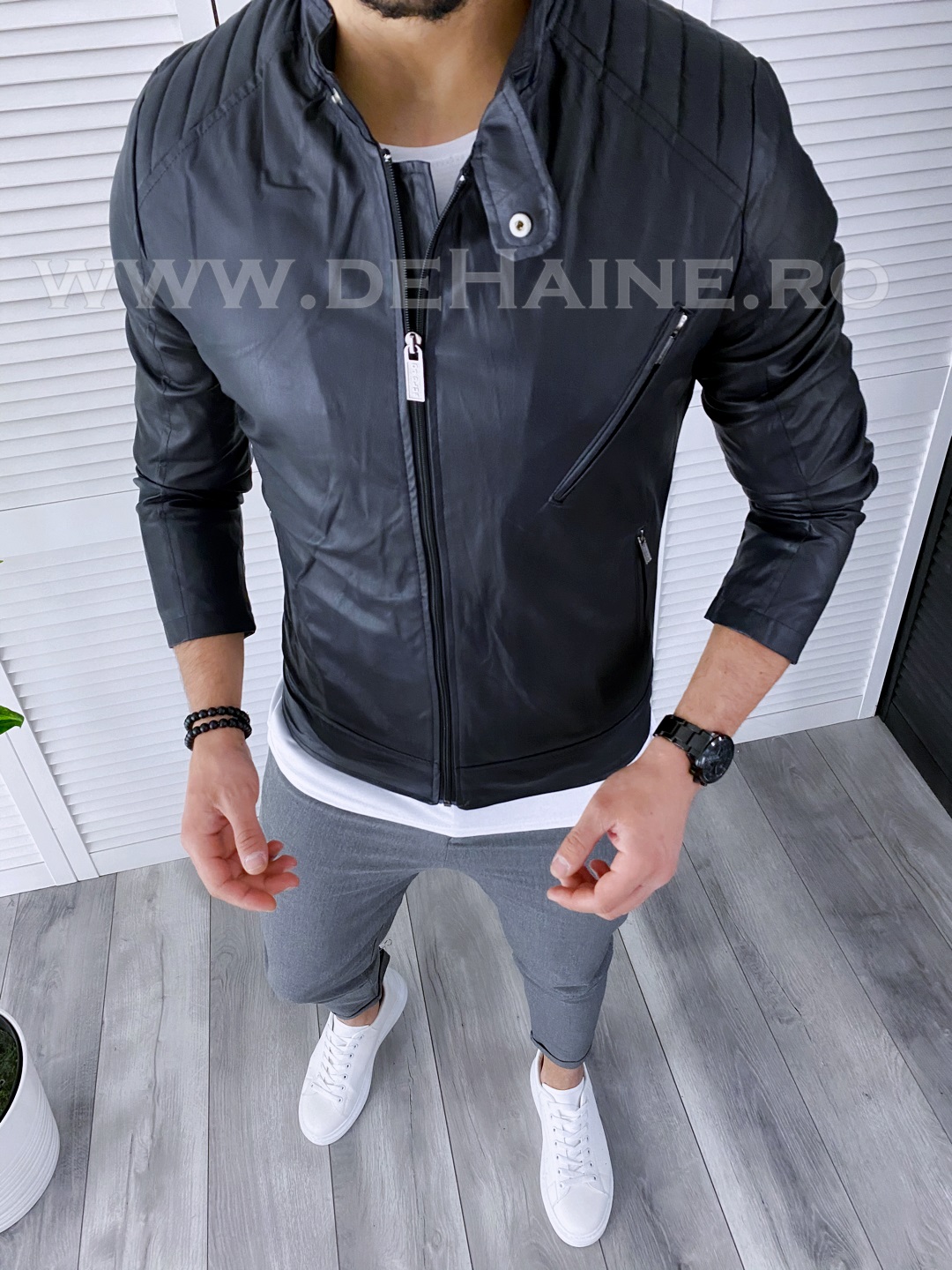 Geaca barbati dark blue piele ecologica B3111 D0-4 2023 ❤️ Pret Super dehaine.ro imagine noua 2022