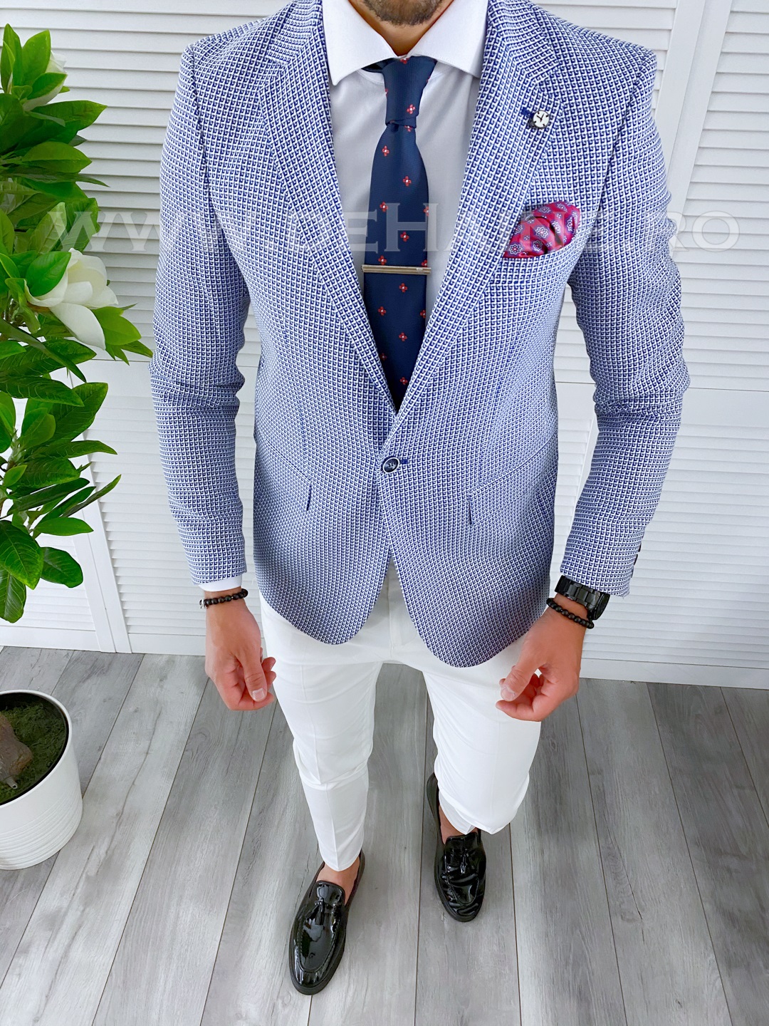 Sacou barbati slim fit B4235 67-3 E 2023 ❤️ Pret Super dehaine.ro imagine noua 2022