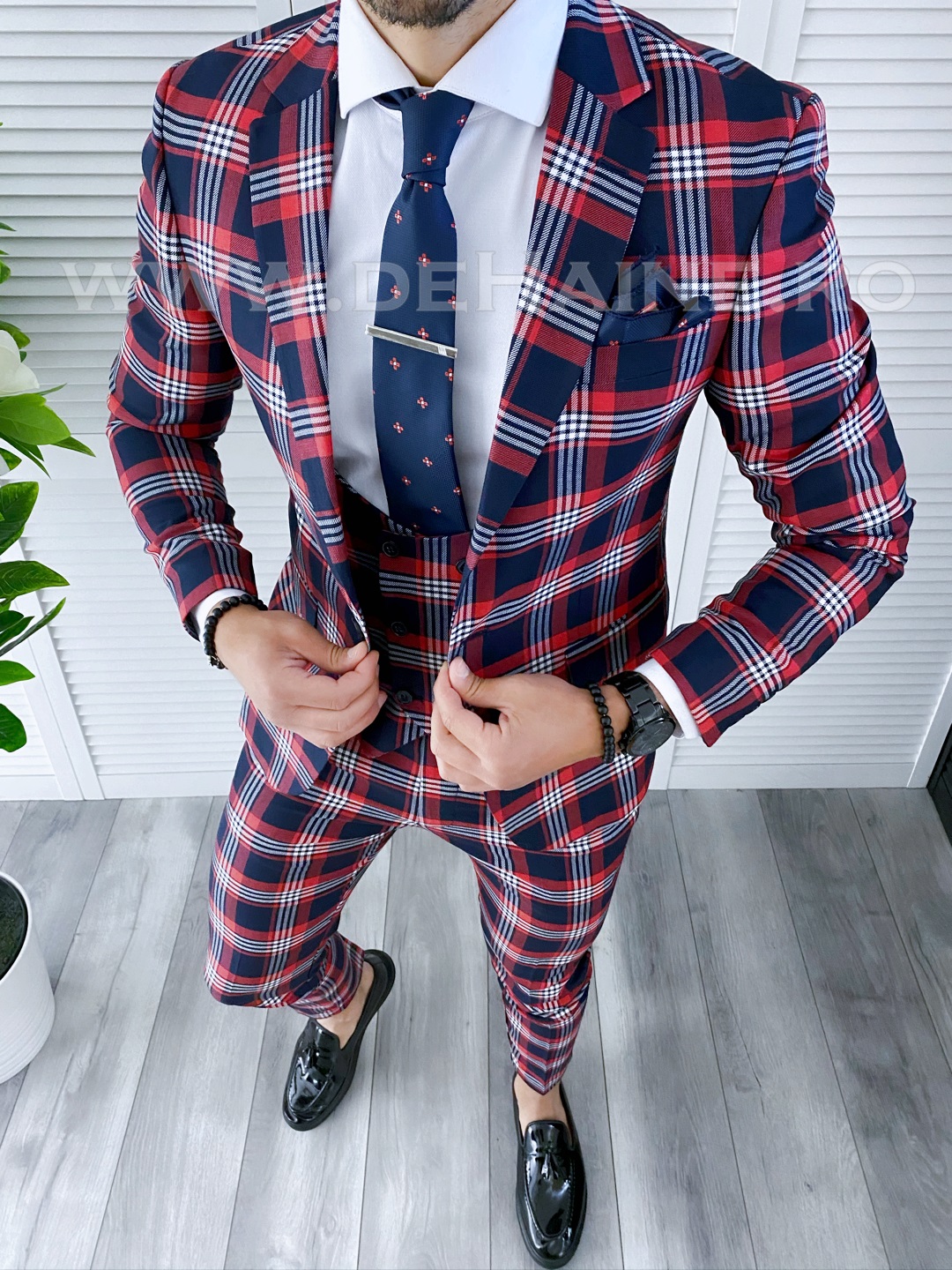 Costum barbati slim fit + Vesta B4227 2023 ❤️ Pret Super dehaine.ro imagine noua 2022