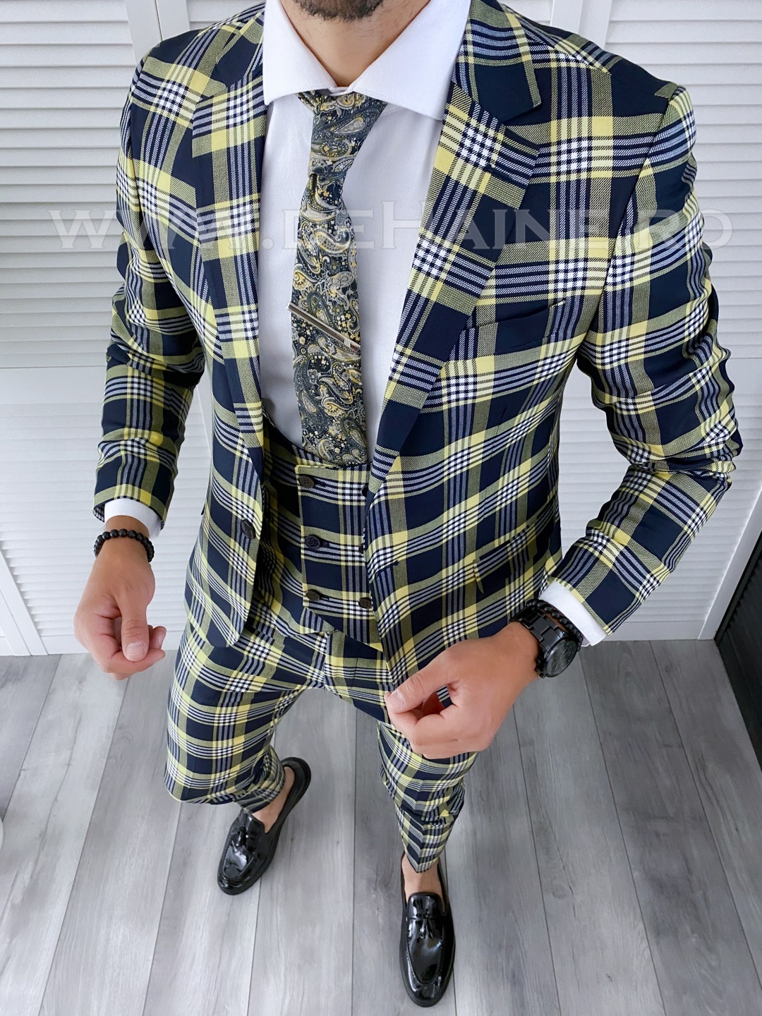 Costum barbati slim fit + Vesta B4225 2023 ❤️ Pret Super dehaine.ro imagine noua 2022