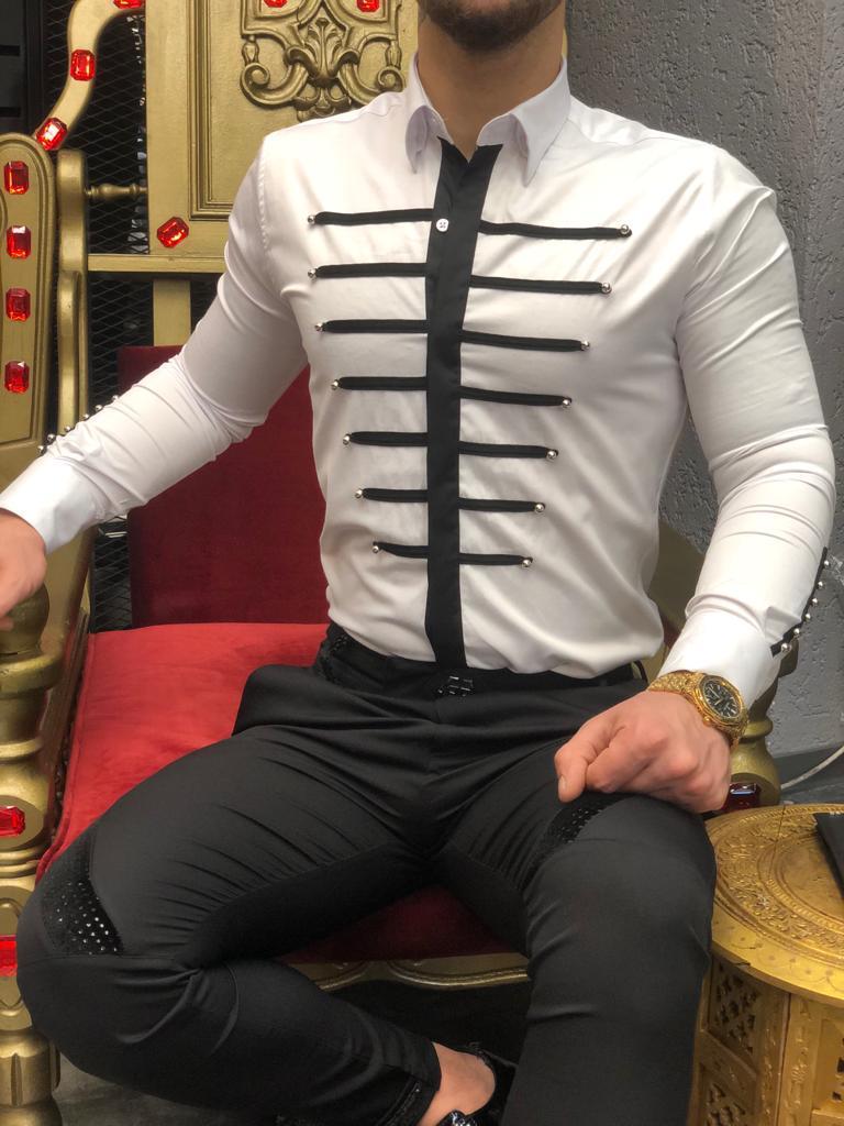 Camasa barbati eleganta alba slim fit pentru evenimente b5628 11-5