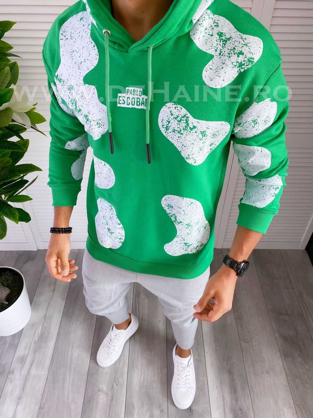 Hanorac barbati slim fit verde k494 15.1-3 e