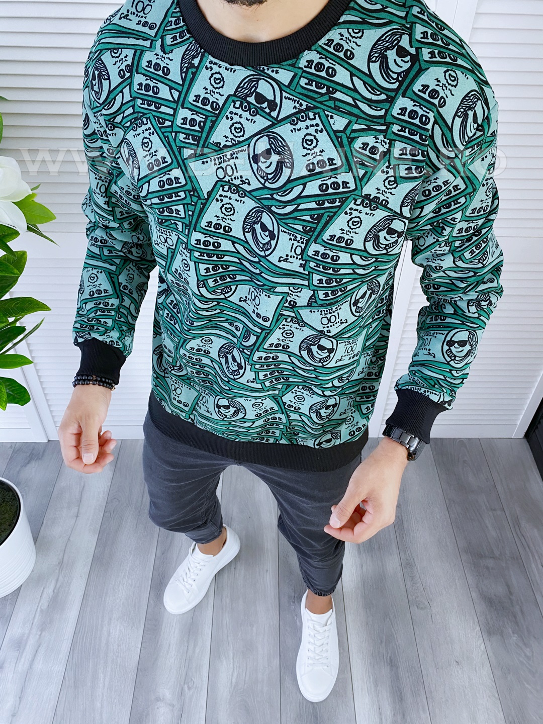 Bluza barbati verde slim fit k370 23-1.4 e