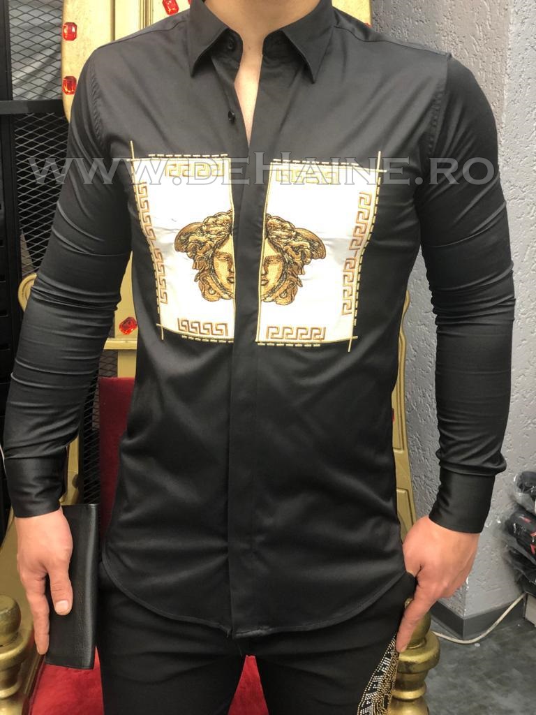 Camasa barbati neagra slim fit pentru evenimente B5732 4-1 2023 ❤️ Pret Super dehaine.ro imagine noua 2022