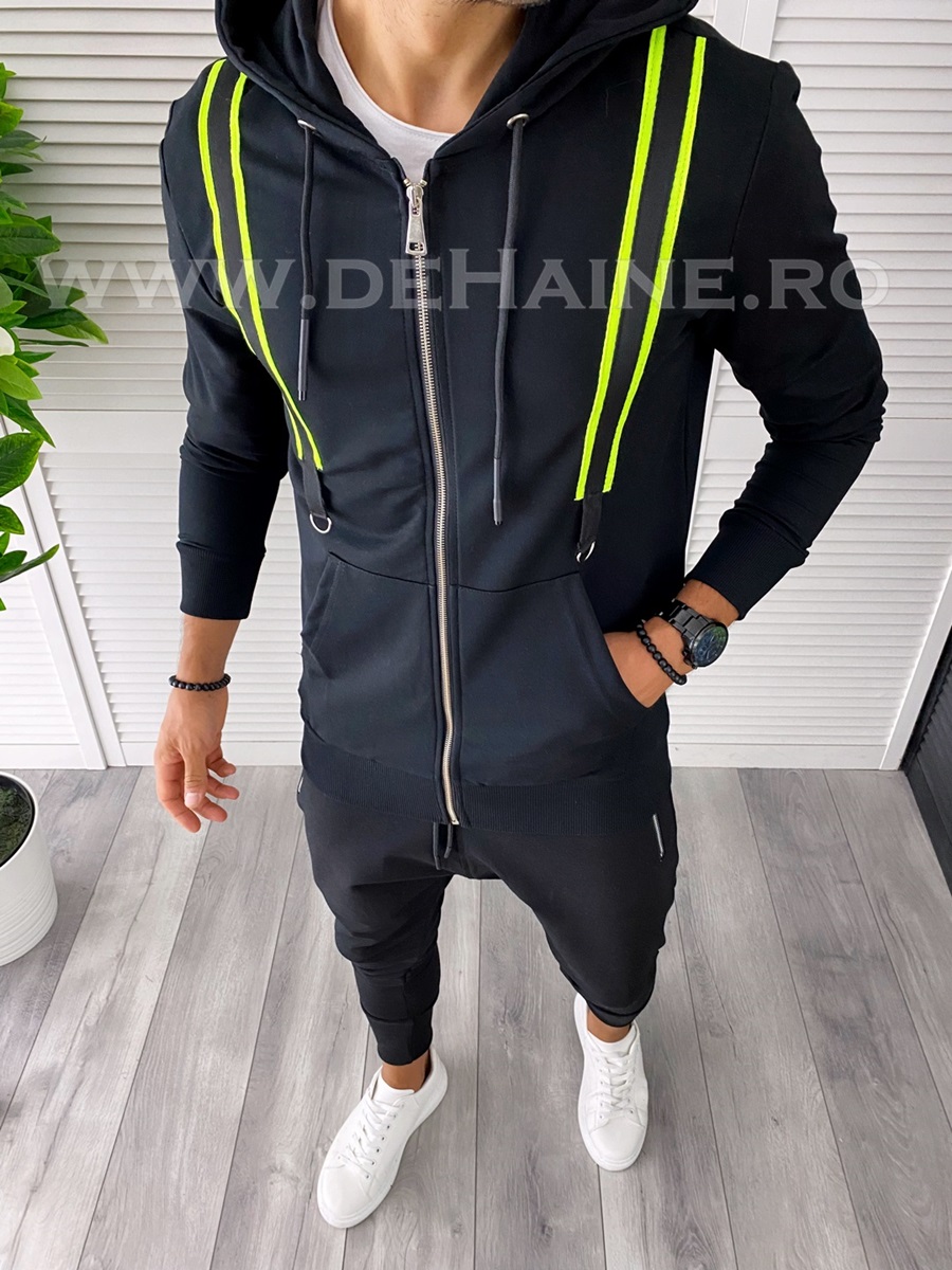 Hanorac barbati negru cu aplicatii slim fit 2696 i3-5.6 e