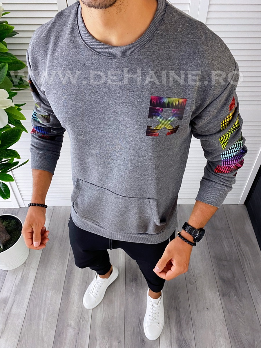 Hanorac barbati gri cu buzunare slim fit k269 o2-3.1