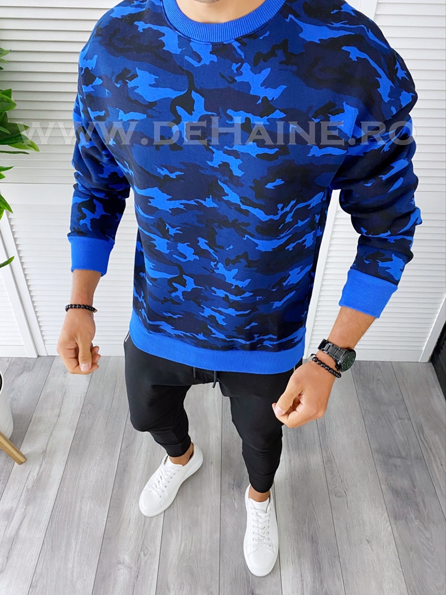 Bluza barbati oversize camuflaj albastra k347 e