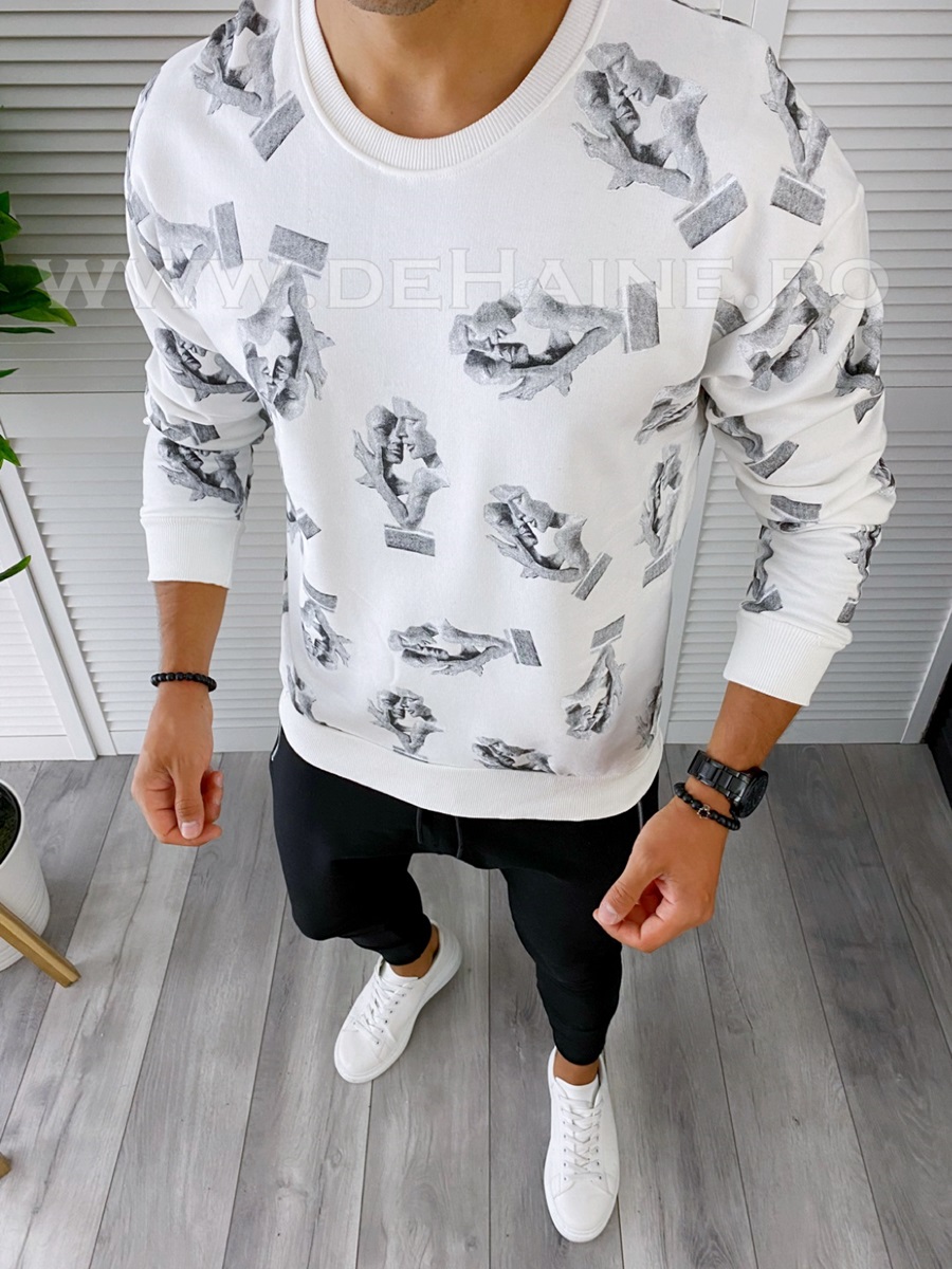 Bluza barbati cu imprimeu alba k410 18.3-2.3 e