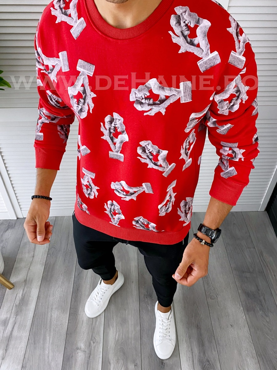 Bluza barbati cu imprimeu rosie k410 108-3 