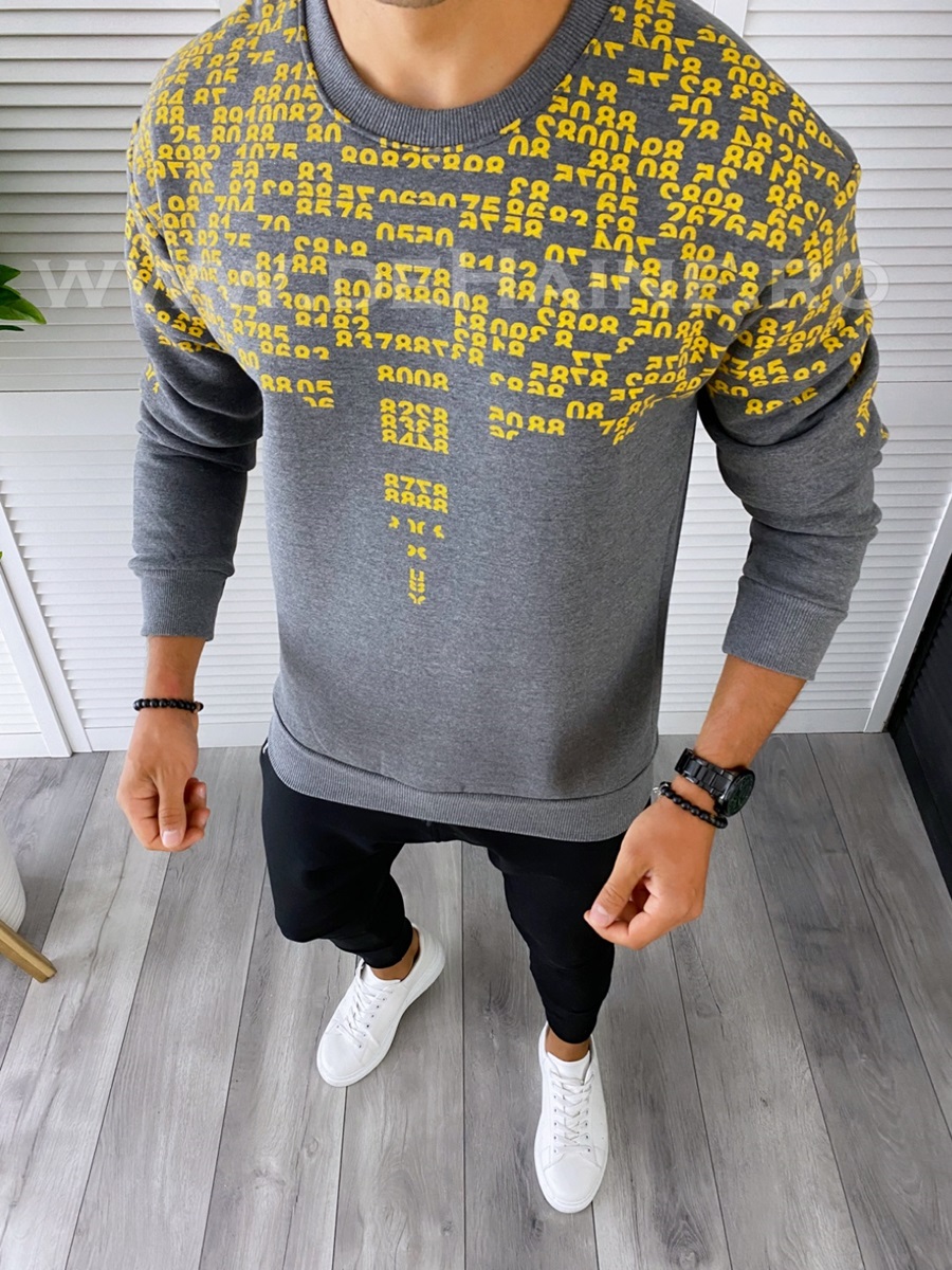 Bluza barbati gri cu imprimeu k413 94-4