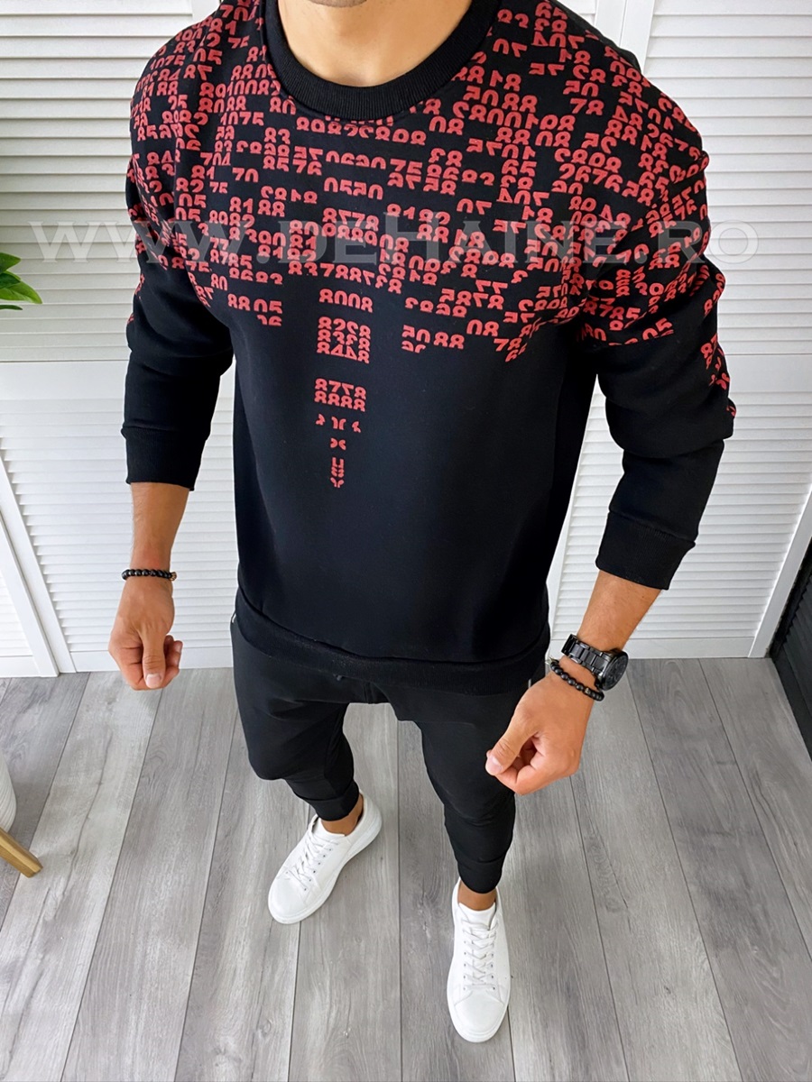 Bluza barbati neagra cu imprimeu k413 94-4 e