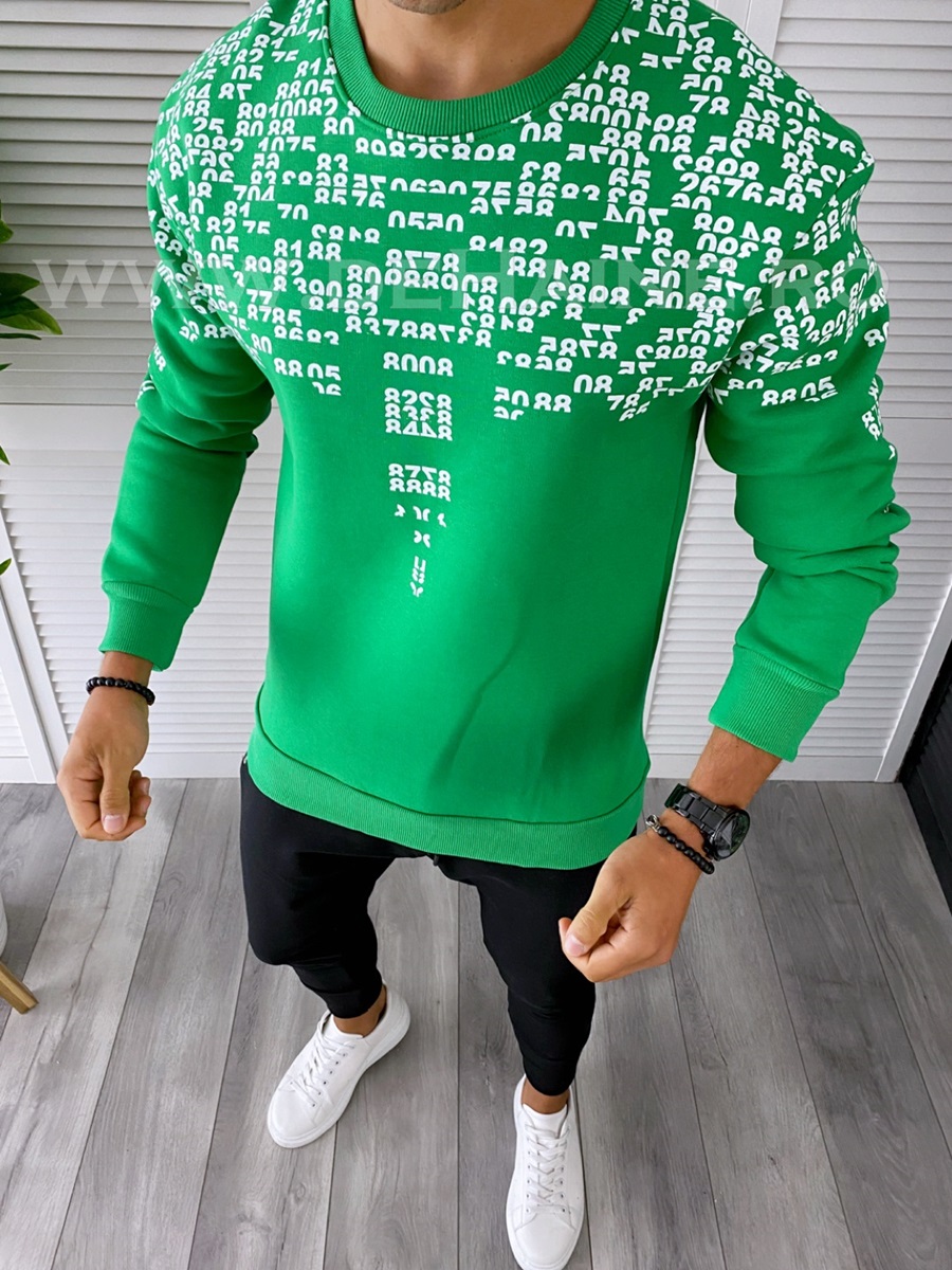 Bluza barbati verde cu imprimeu k413 19.1-3