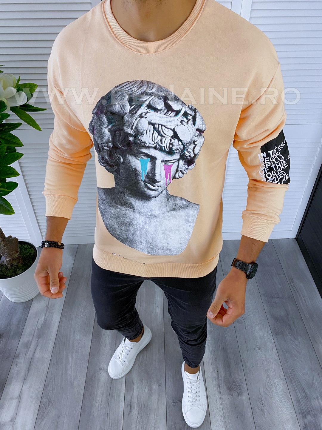 Bluza barbati portocalie slim fit k404 108-4