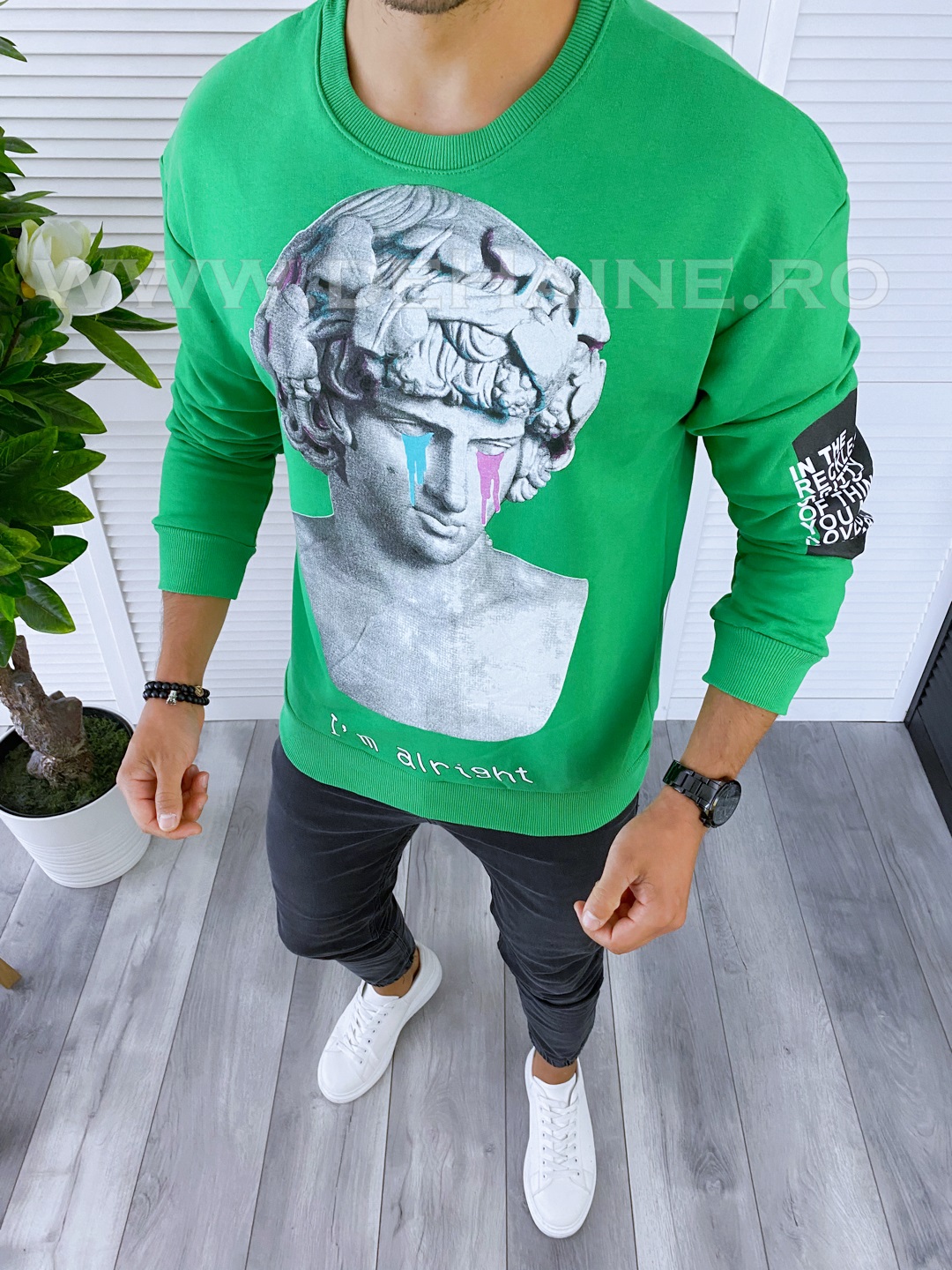 Bluza barbati verde slim fit k404 93-5