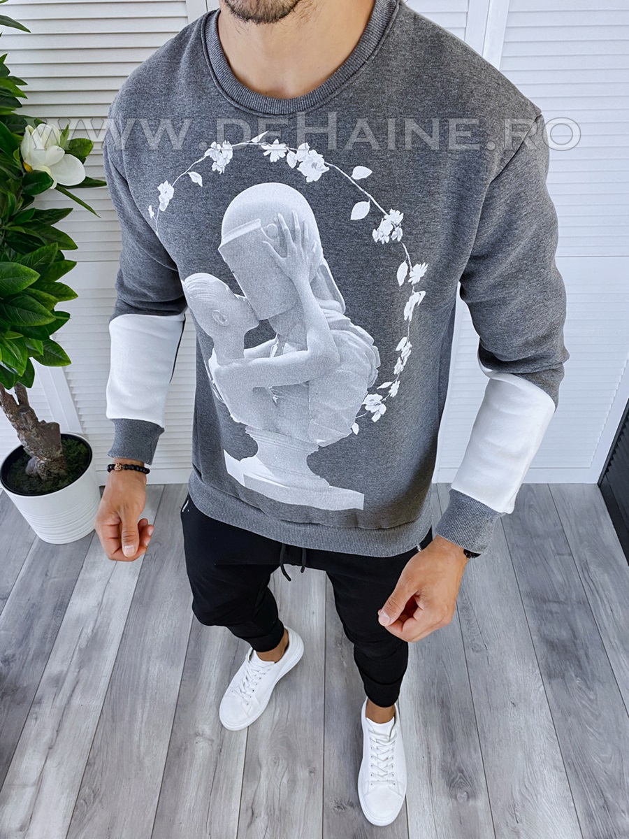 Bluza barbati gri vatuita slim fit k411 15.3-3 e