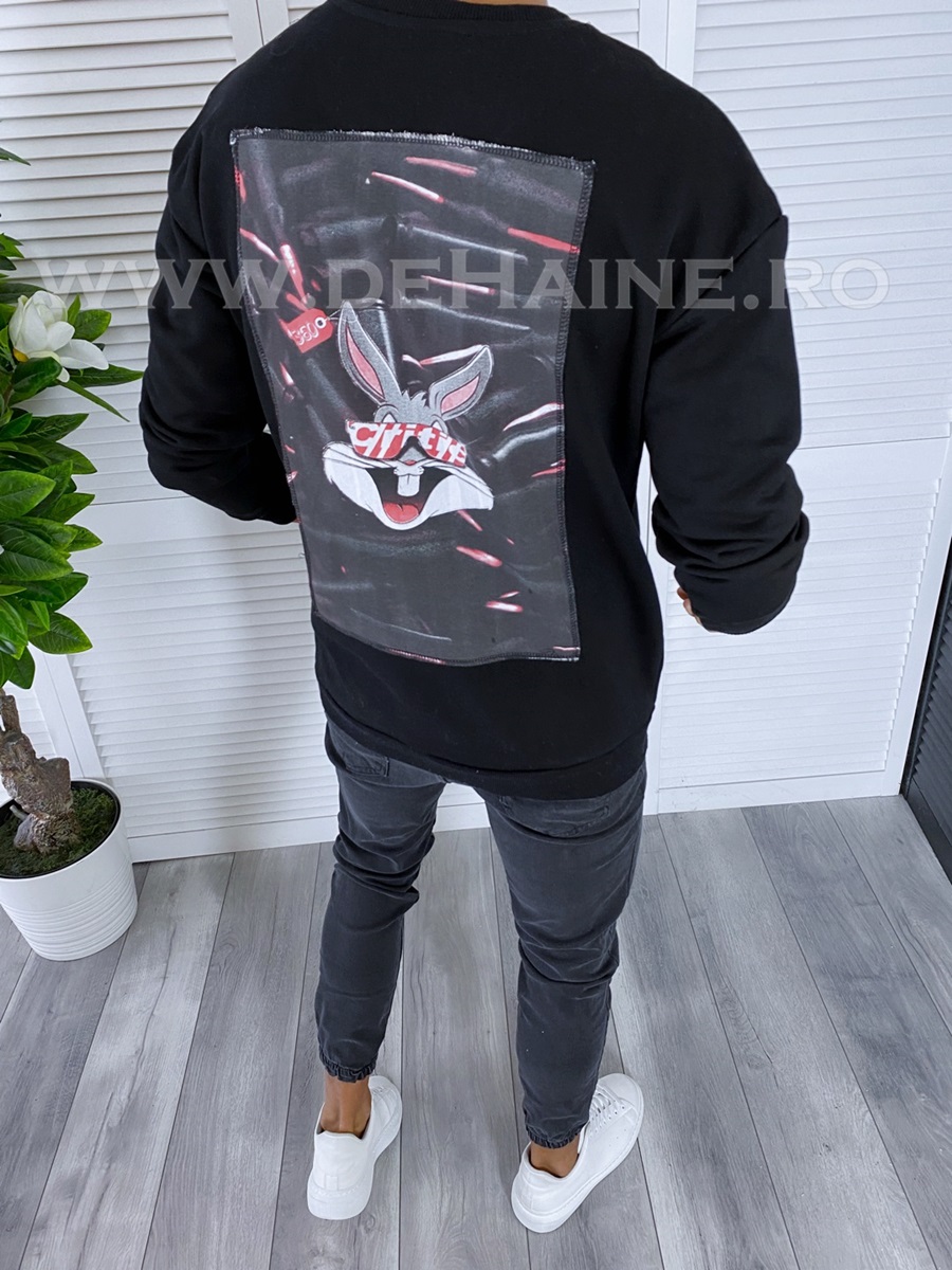 Hanorac barbati negru cu imprimeu pe spate k379 o2-3.3