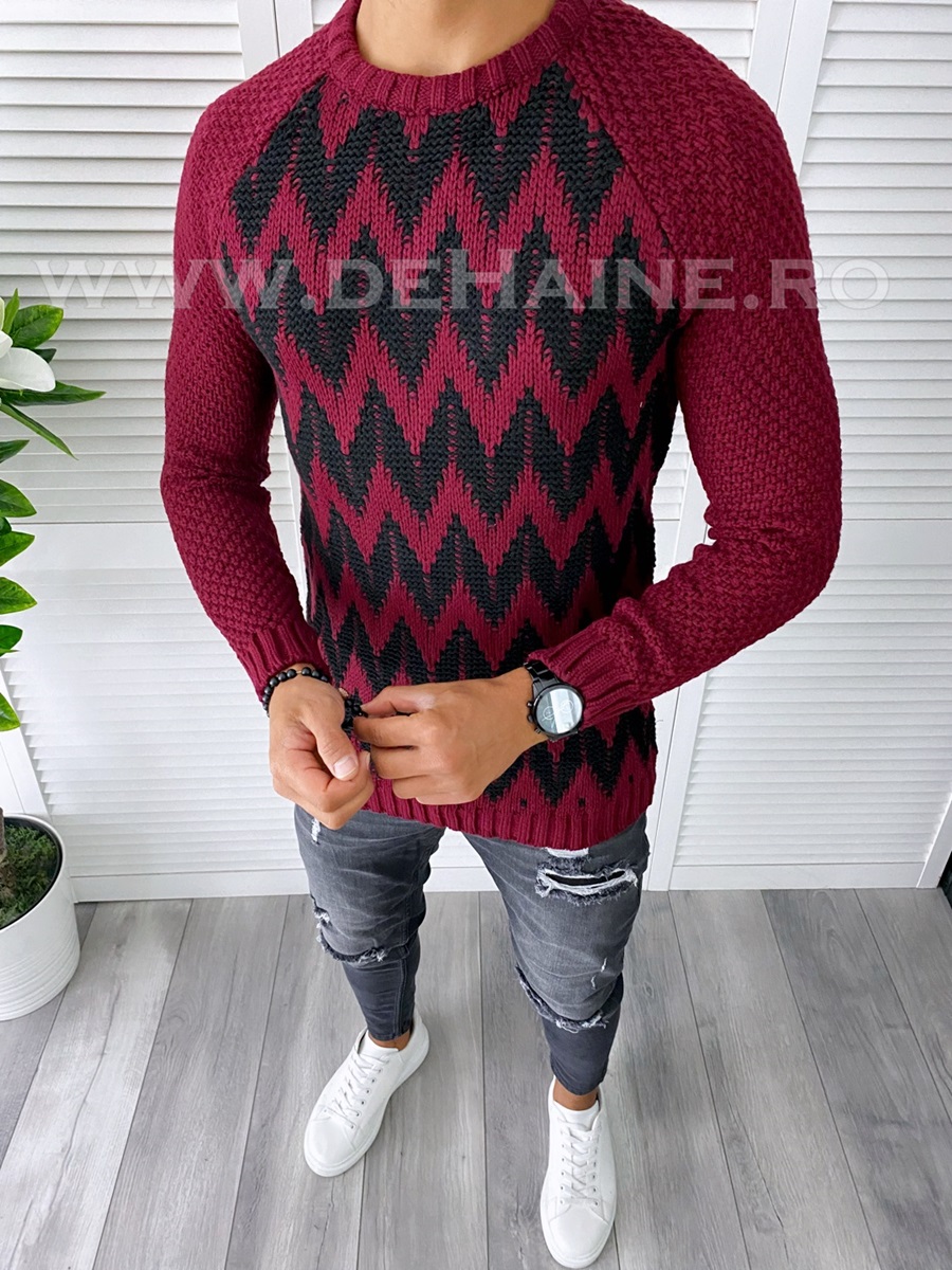 Pulover barbati gros slim fit grena t3613 108-5*