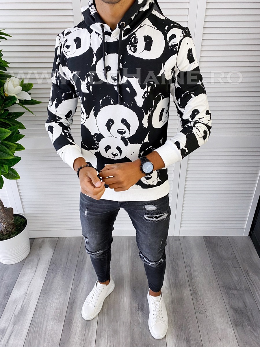 Hanorac barbati slim fit cu imprimeu panda k246 105-3 e