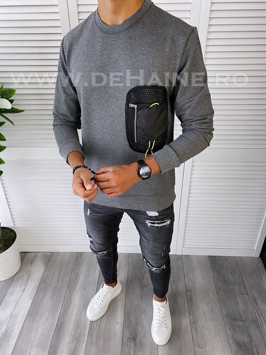 Bluza barbati gri slim fit k205 21.2-1.2 e