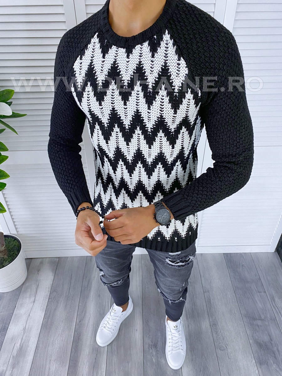 Pulover barbati gros slim fit negru T3613 i6-3*/U1 2023 ❤️ Pret Super dehaine.ro imagine noua 2022
