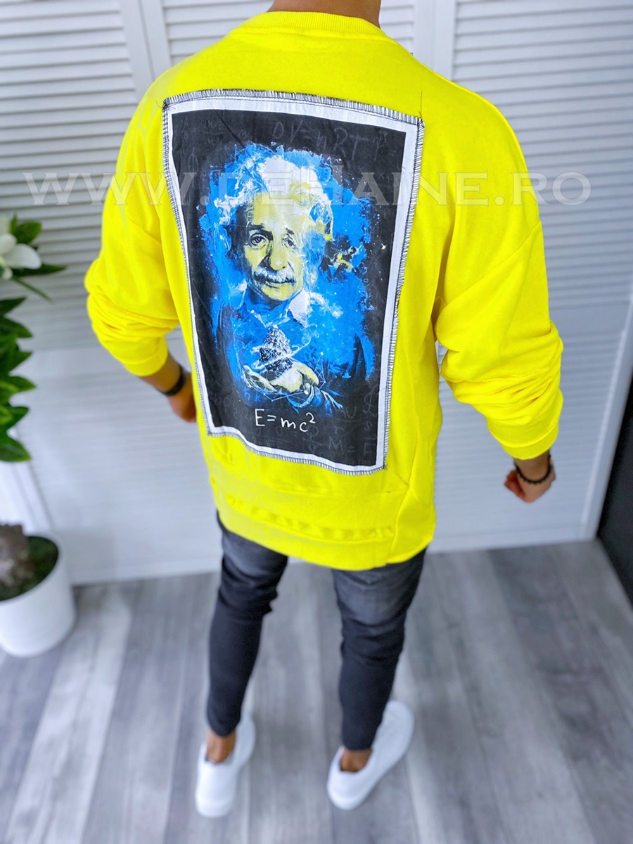 Bluza barbati galbena cu imprimeu pe spate k313 102-4