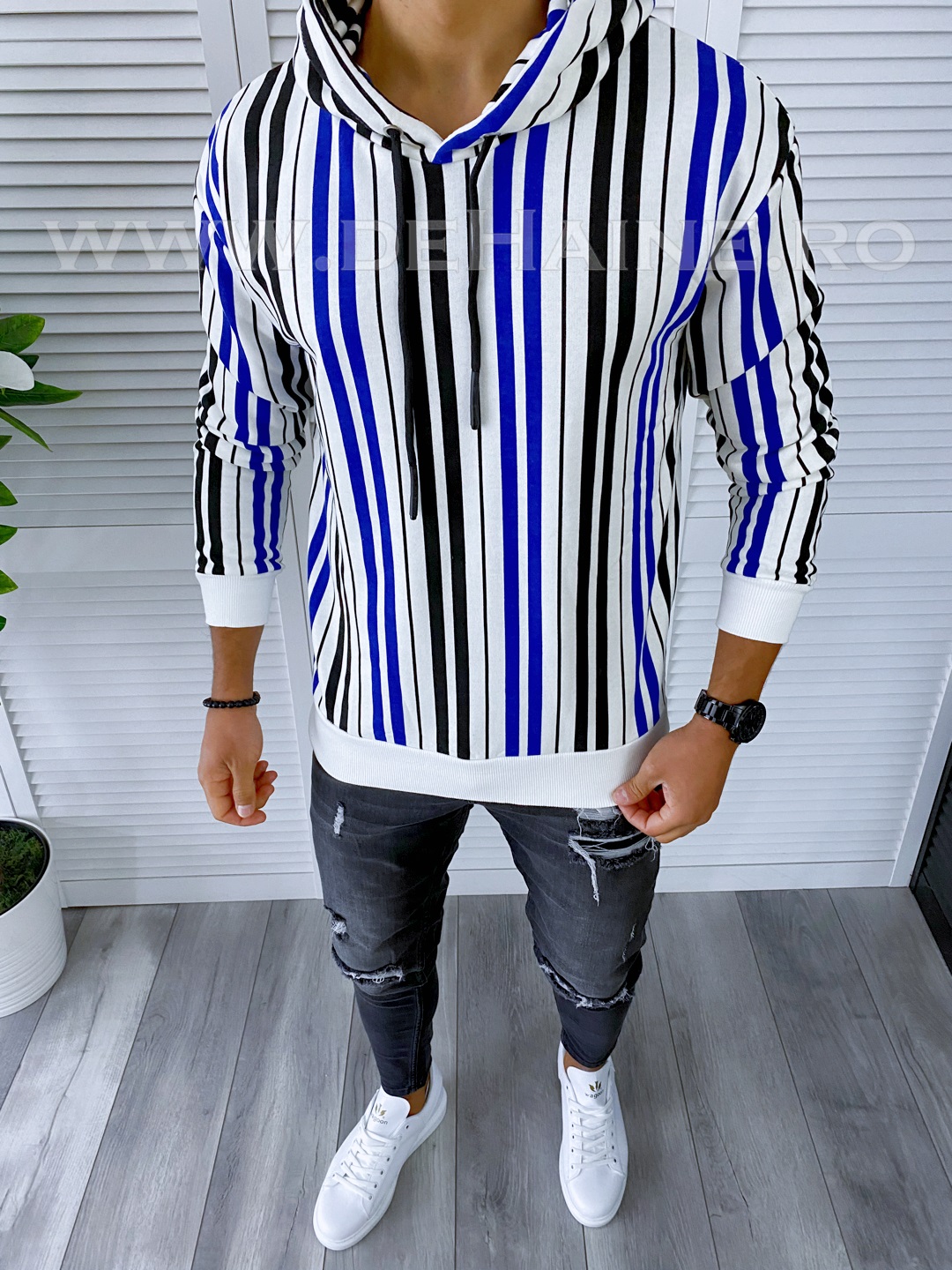 Hanorac barbati slim fit albastru cu imprimeu K351 21.2-3 E 2023 ❤️ Pret Super dehaine.ro imagine noua 2022