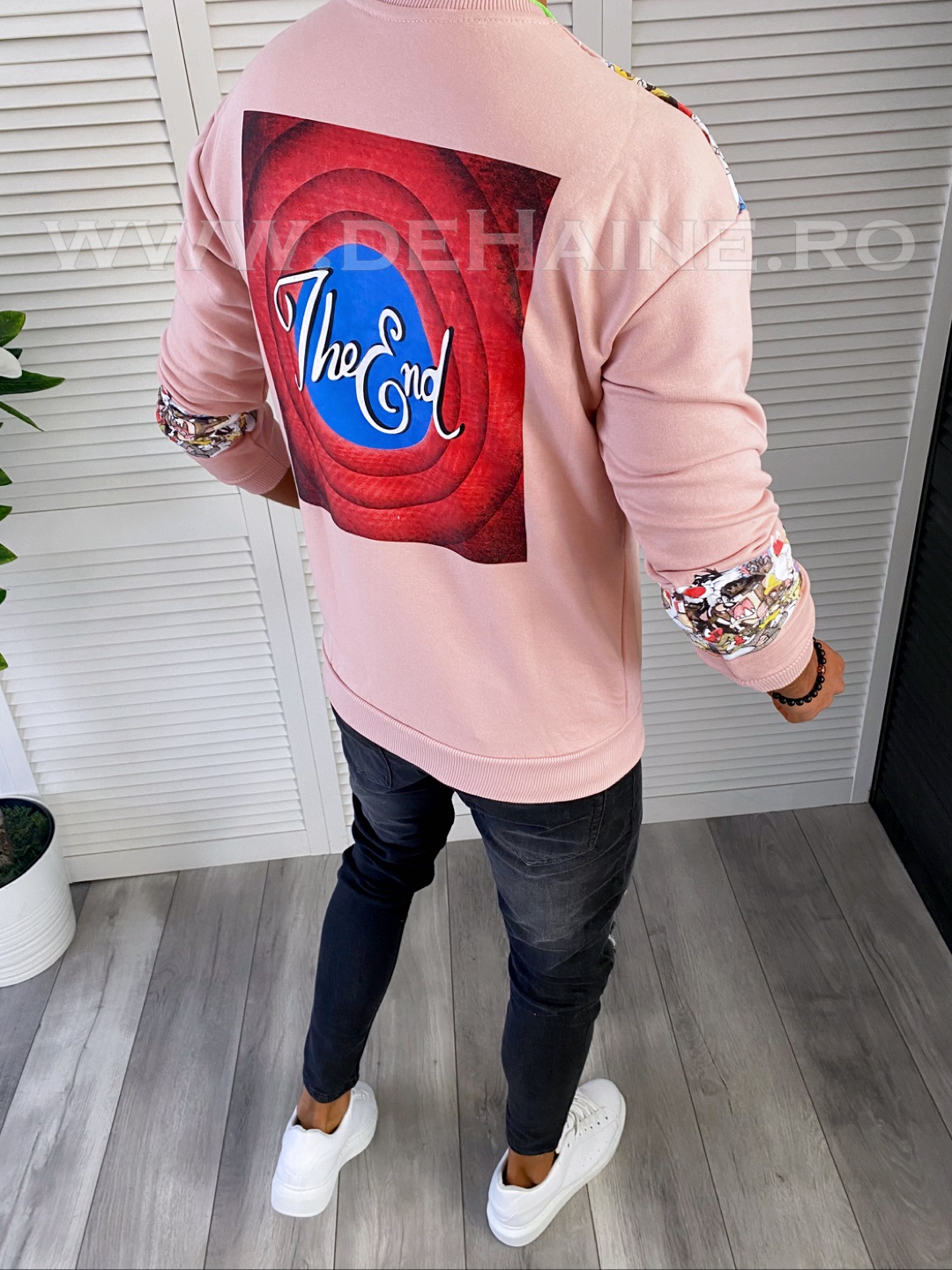 Bluza barbati roz cu imprimeu pe spate k363 o2-4.2