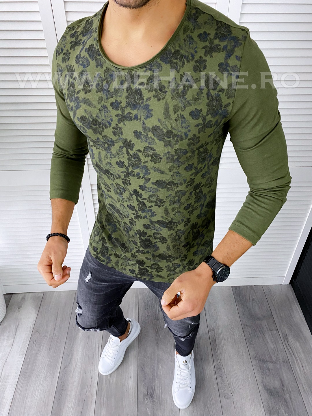 Bluza barbati kaki slim fit 7070 q2-5