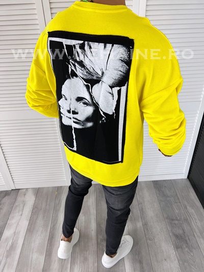 Bluza barbati galbena cu imprimeu pe spate k272 27.2-1.2