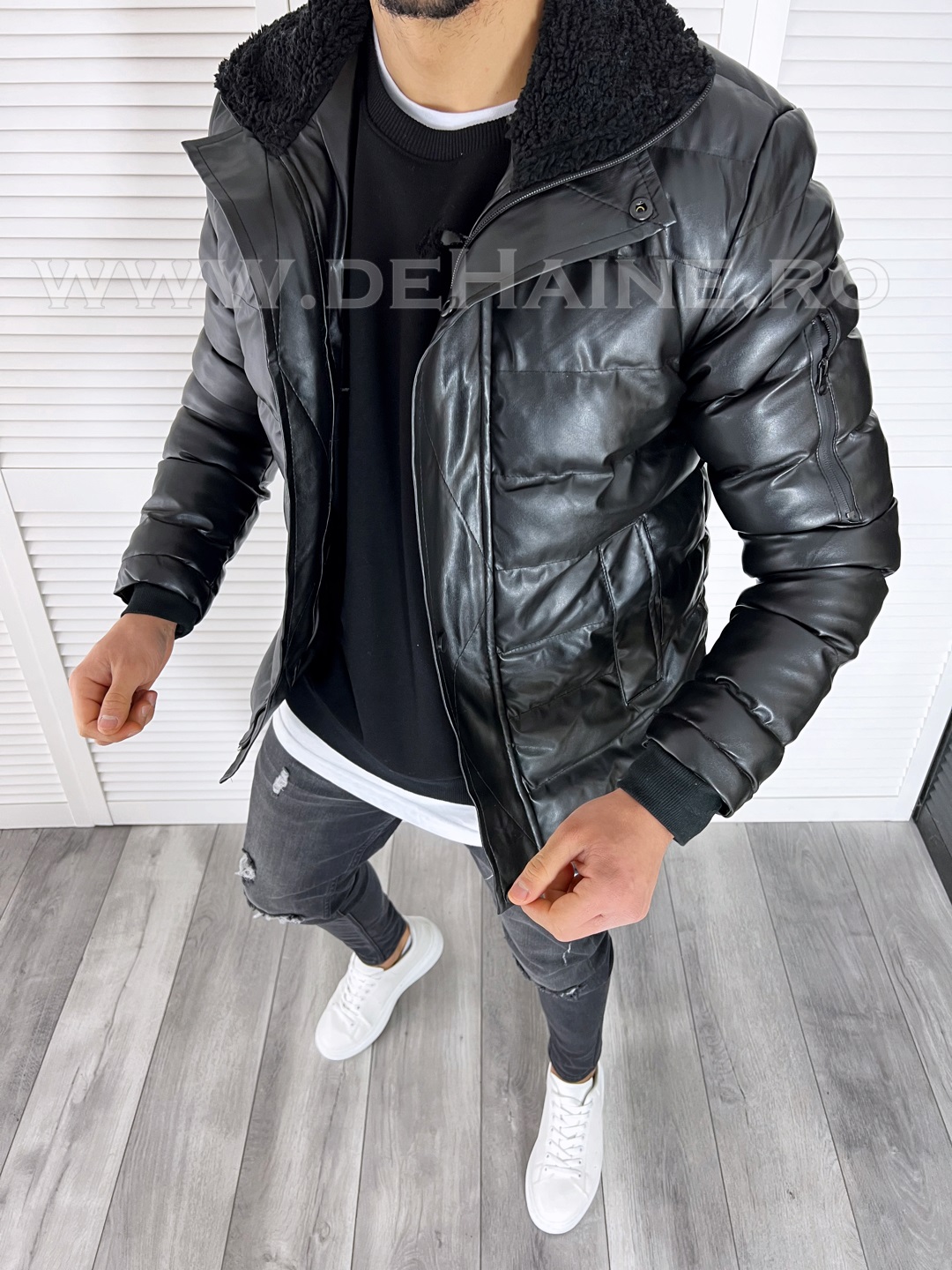 Geaca barbati groasa de iarna neagra b6829 50-51.5