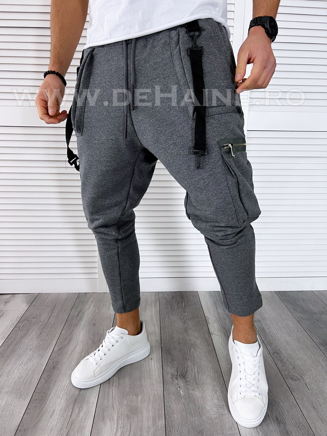 Pantaloni de trening conici gri inchis 2690 o1.3.1