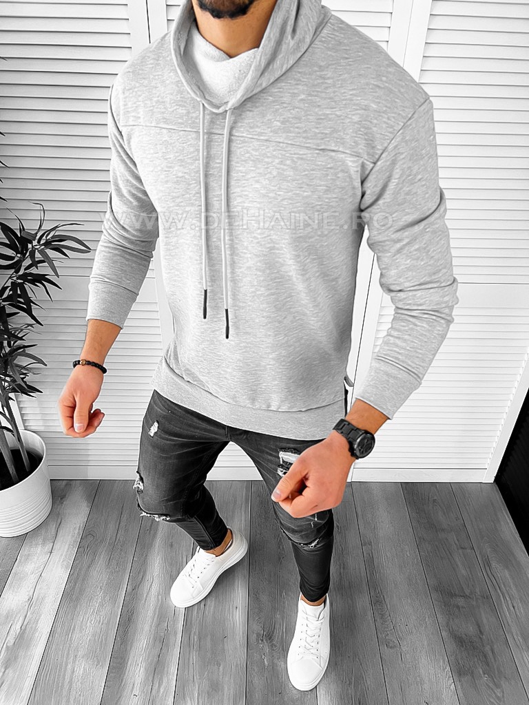 Hanorac barbati slim fit gri deschis m2676 41.4-3