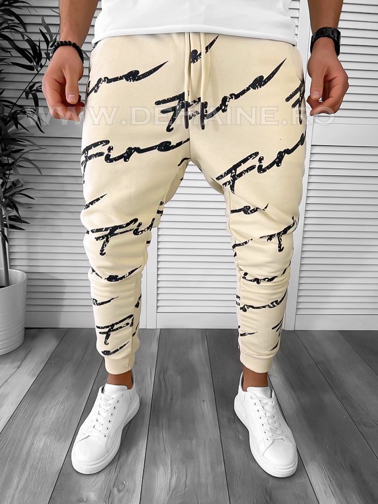 Pantaloni de trening bej conici k021 p18.1-3