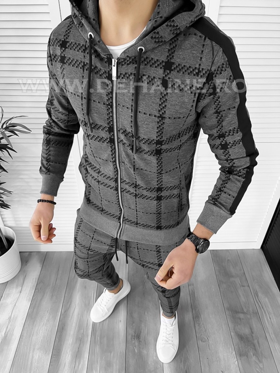 Hanorac barbati slim fit gri k420 p19-7.1