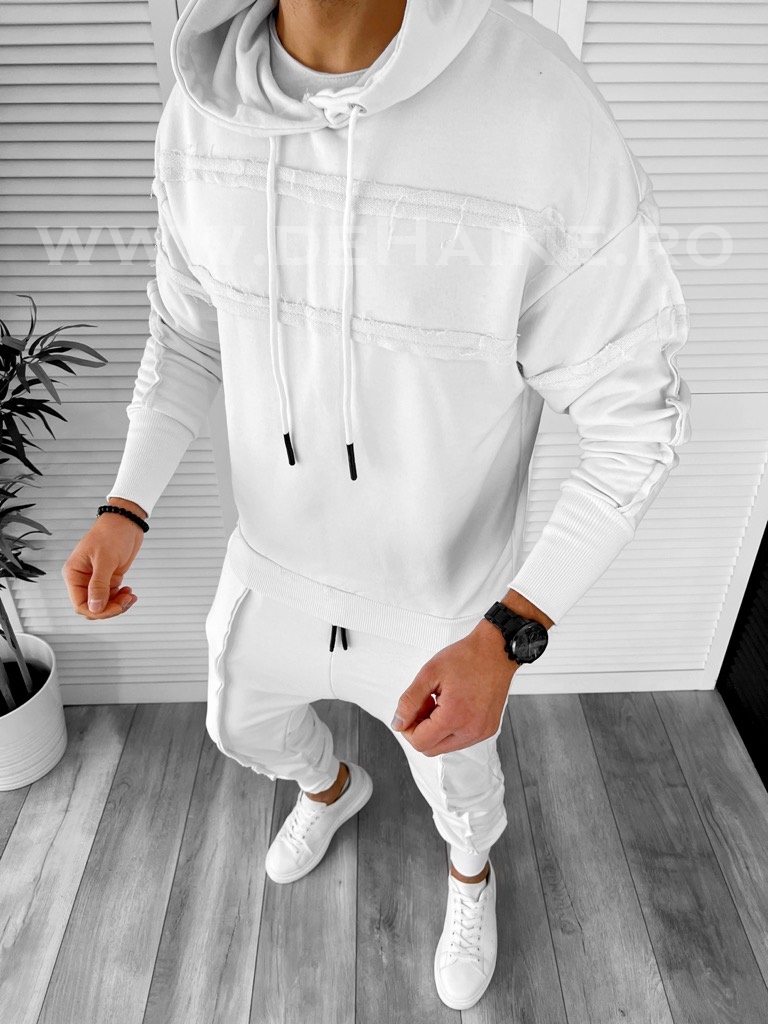 Hanorac barbati alb slim fit k031 