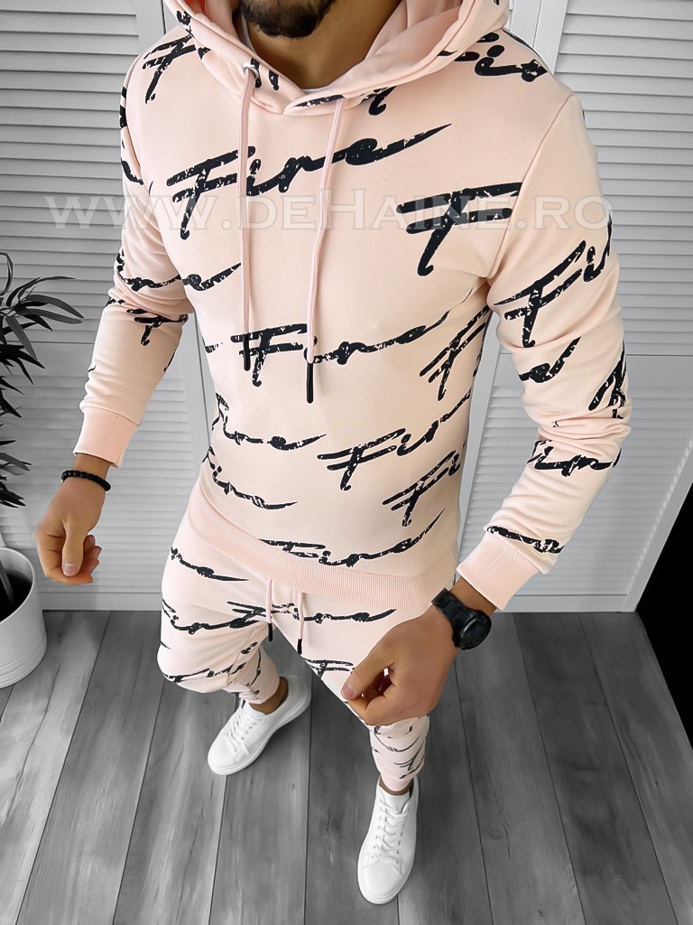 Hanorac barbati roz slim fit k021