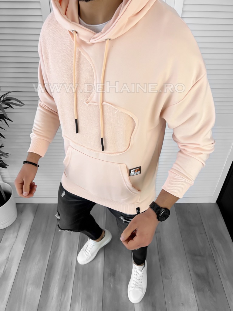 Hanorac barbati slim fit roz pudra k004 n15* 