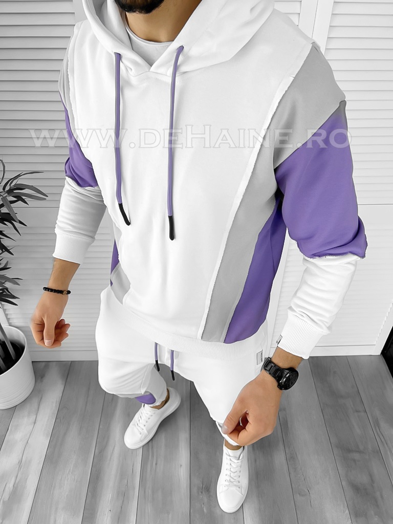 Trening barbat albi pantaloni + hanorac k154 84-1/n16-2* e