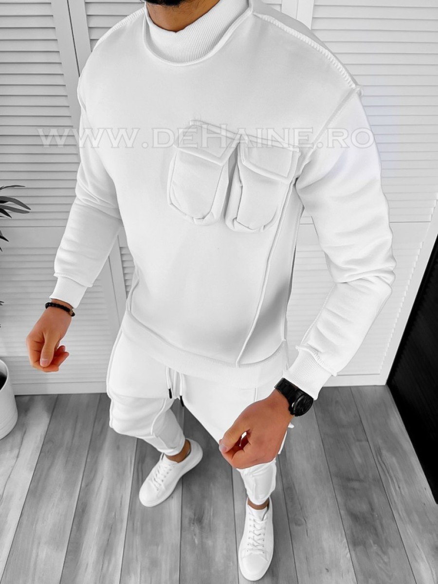 Hanorac barbati slim fit alb cu mici defecte 2240 o1.3.1