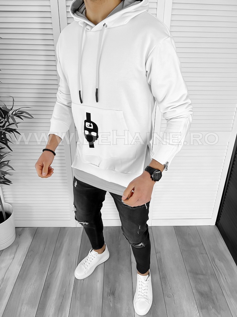 Hanorac barbati alb slim fit k179 14-2.3 e
