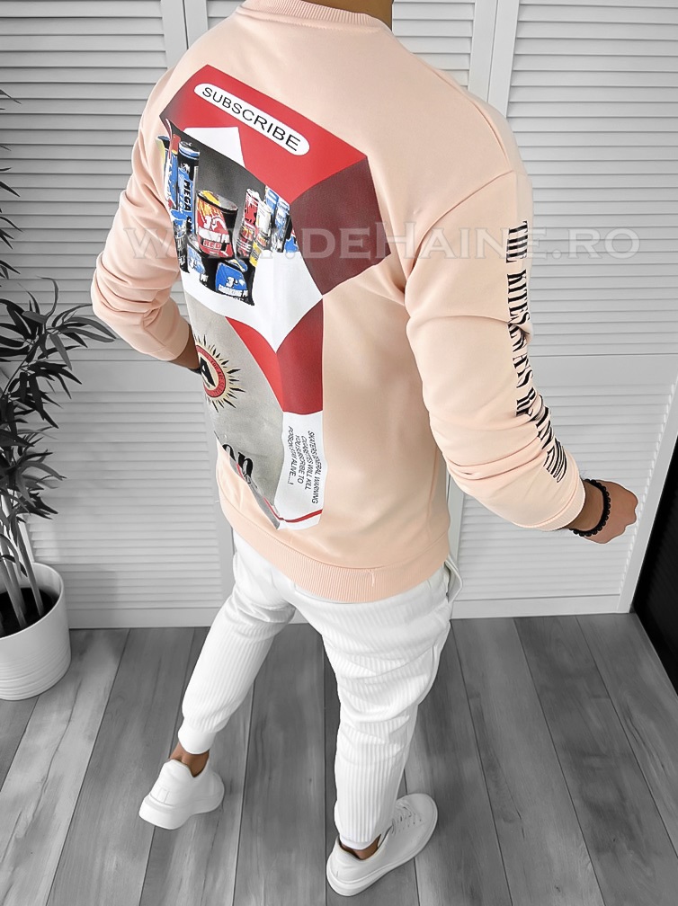 Bluza barbati roz cu imprimeu pe spate k131 39-5.1