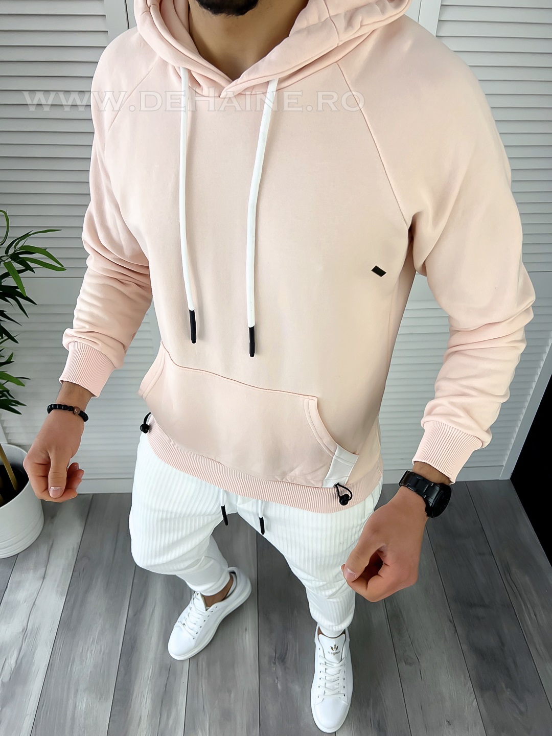 Hanorac barbati roz pudra slim fit k188 n1-1.3