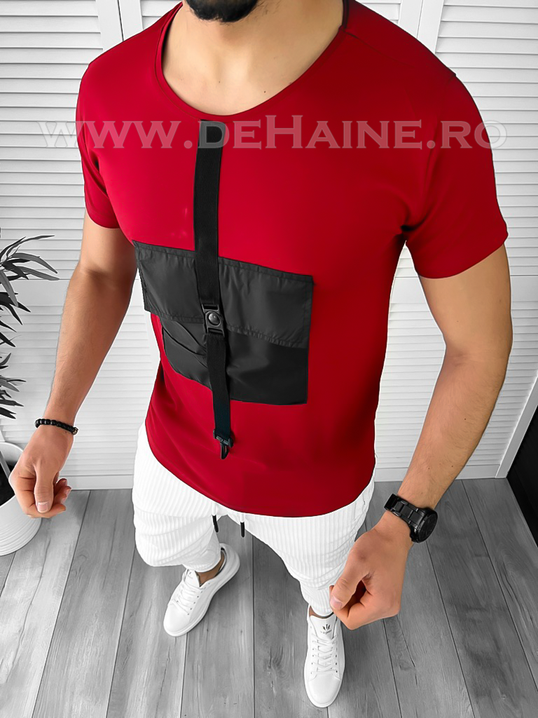 Tricou barbati slim fit rosu b1975 u