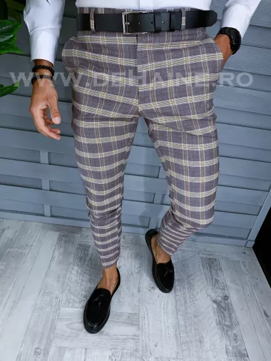 Pantaloni barbati eleganti regular fit in carouri B1553 F2-5 E 13-4